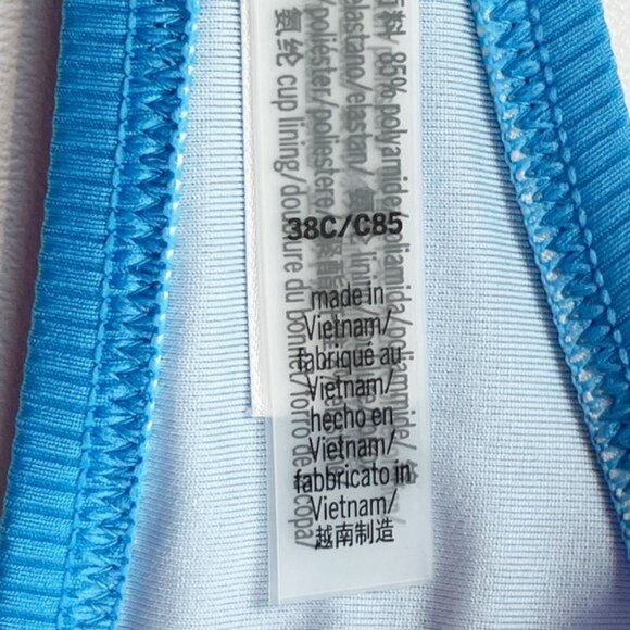 NWOT Victoria's Secret Swim Top 38C Bombshell Adds 2 Cup Sizes Blue Ribbed - Picture 7 of 8